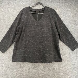 J Jill Wearever Petite Sweater Womens PXL Black V-Neck Pullover Minimal Casual